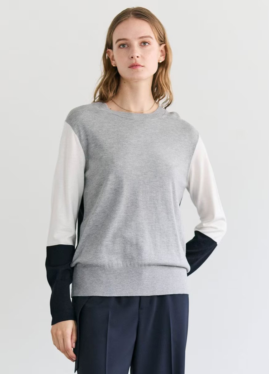 親膚造型拼色針織衫